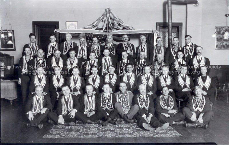 Members of the Odd Fellows Lodge #21 gathered for a group photo 1920