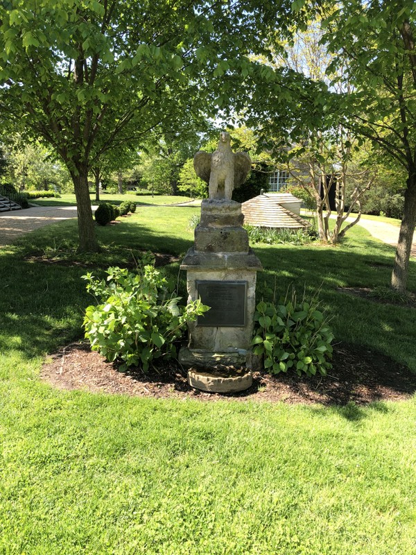 Eagle Statue and Shell Bird Bath