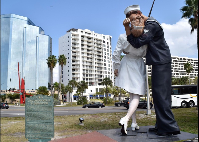 Pictured is the "Unconditional Surrender" Statue in Sarasota, FL.