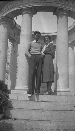 A couple posing at the memorial