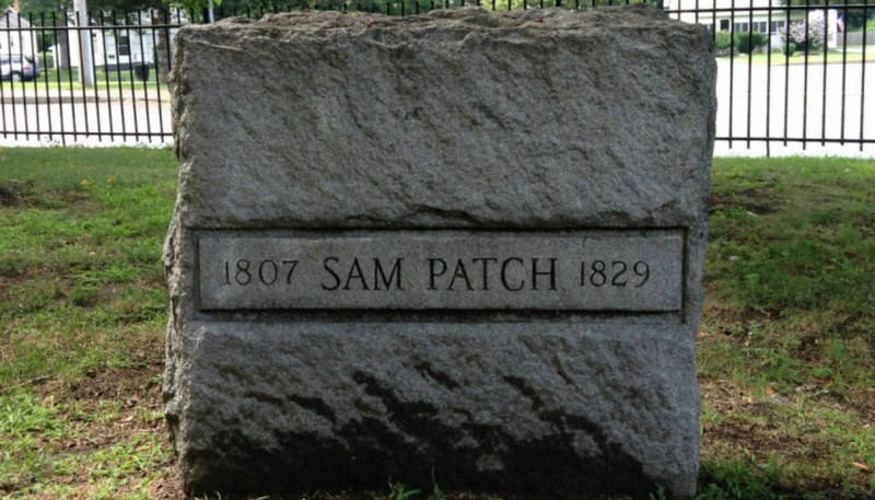 An image of Sam Patch's grave located in Rochester, New York.