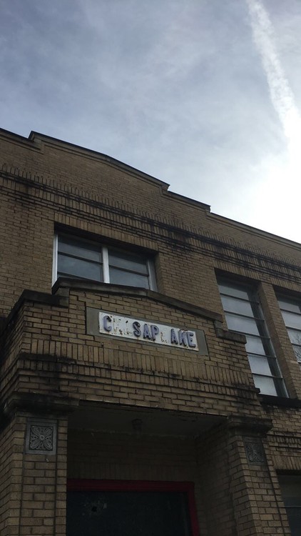 Old Signage at the front entrance of the Chesapeake Community Center