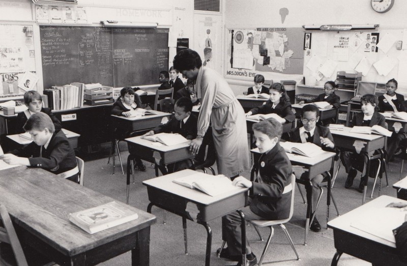 Junior school classroom in 1986.