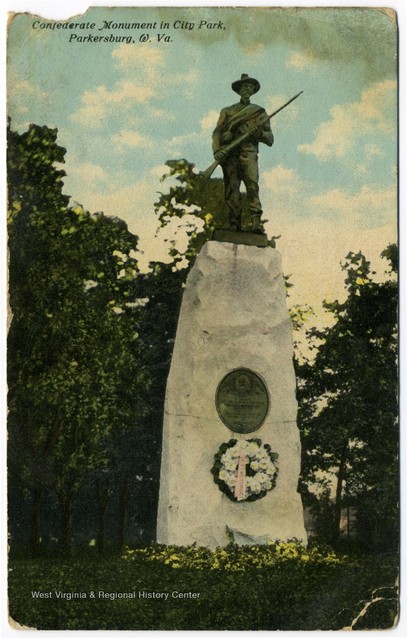 Historic postcard of the Parkersburg Confederate Monument.