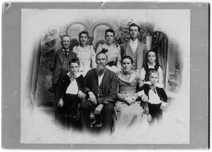 Portrait of the Wright Family. William Crow Wright divided up his wealthy estate among his seven children, as well as some of his small farms and land holdings in Denton County.

Pictured are William Wright along with his wife and seven children.