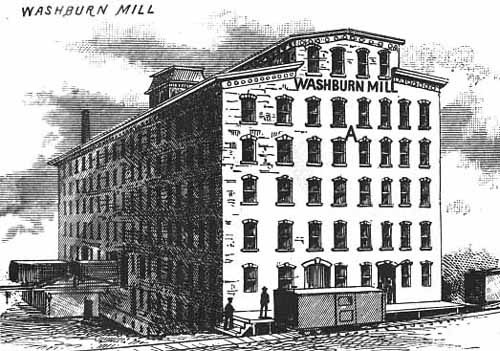 A histoirc print of the Washburn "A" Mill, from the Northwestern Miller, October 15, 1882.