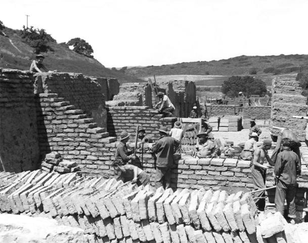 C.C.C. workers rebuilding mission. Taken in 1935