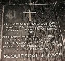 Grave and marker in church of Father Mariano Payeras