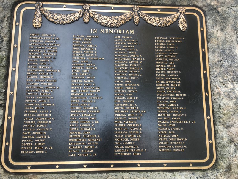 D. The plaque naming each of the Staten Island fallen by name