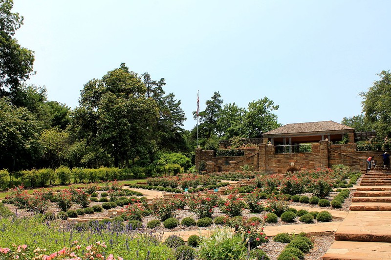 The rose garden is the centerpiece of the Fort Worth Botanic Garden.