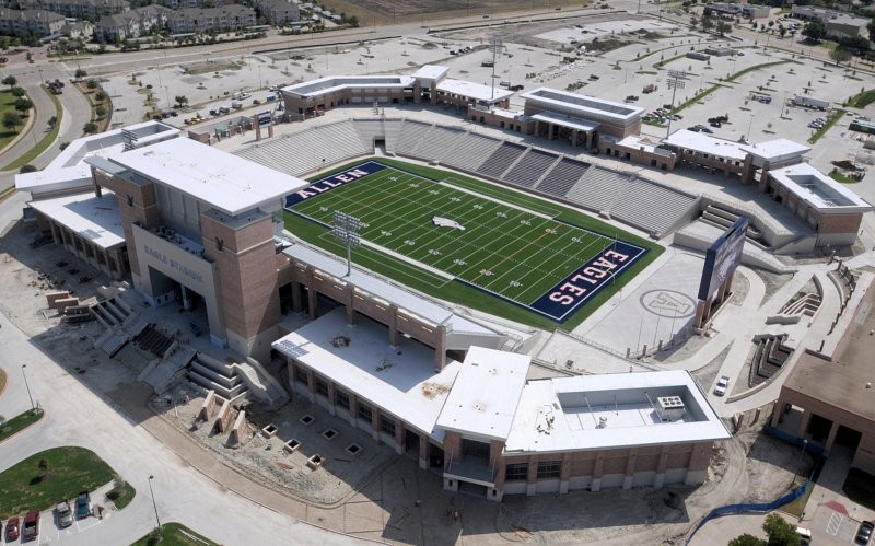 A bird's-eye view of Allen ISD's Eagle Stadium. 
Photo Credit: Aerial Photography, Inc.