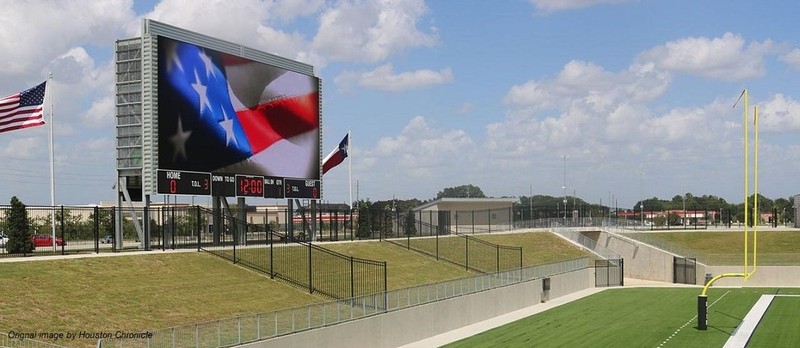 A photo of Legacy Stadium's state-of-the-art video board. 
Photo Credit: The Houston Chronicle