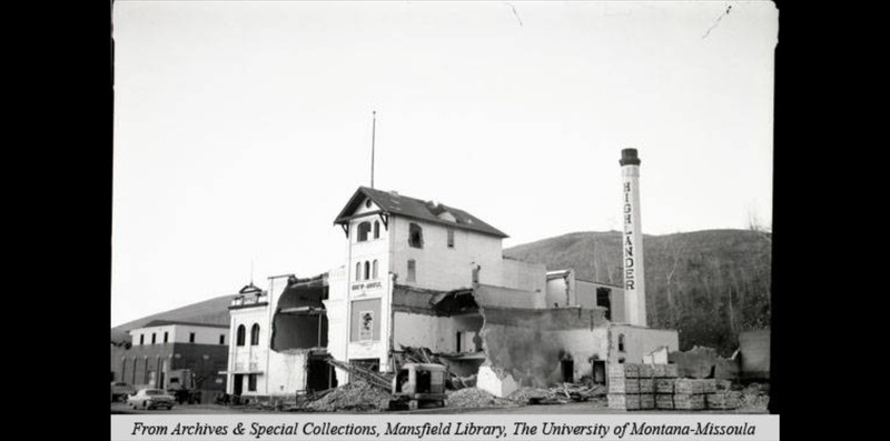 The partially destroyed brewery circa 1965