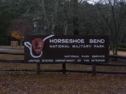 Welcome sign at Horseshoe Bend Military Park