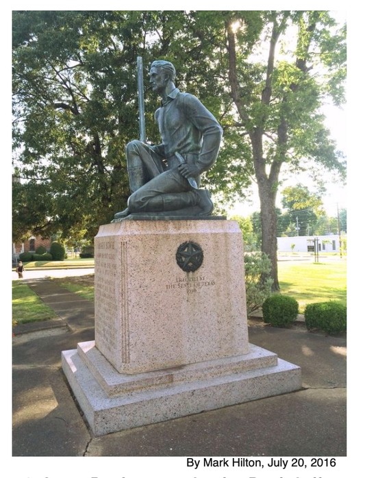 This is a picture of the real-life large bronze statue of James Bowie. 