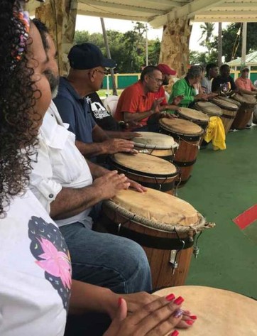 Musicians in the workshop of "bomba y plena".