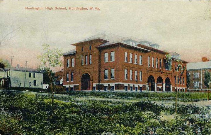 Postcard of Huntington's first high school