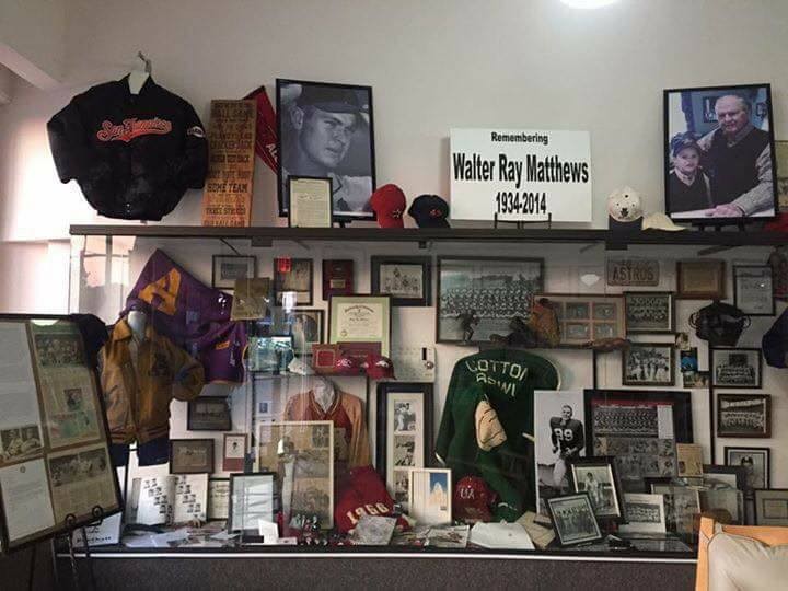 Walter Matthews display. Famous MLB player from Ashdown, AR.