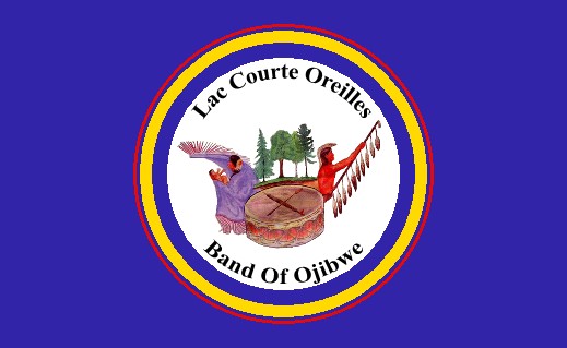 The flag of the Lac Courte Oreilles Band of the Lake Superior Ojibwe.