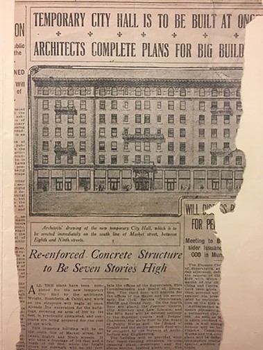 San Francisco Chronicle article detailing the Hotel Whitcomb's construction and use as a temporary City Hall (December 17, 1910)