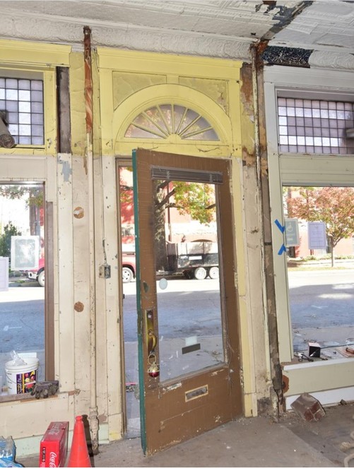 2017 photograph of interior of entryway into Eleventh Street commercail space during renovations (KSHS)