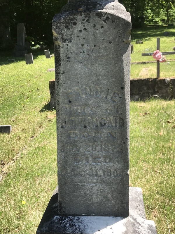 The grave of Fannie Kincaid, the woman pictured in the previous image. 