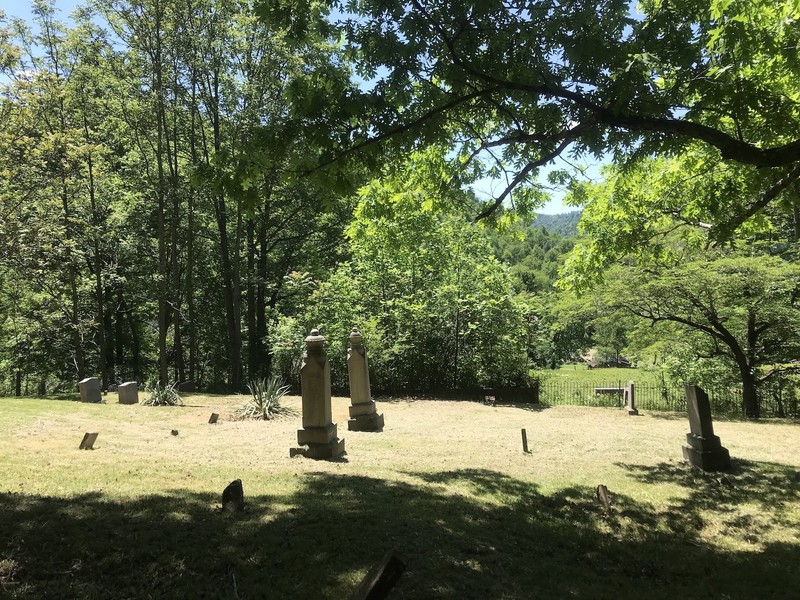 A view of the cemetery halfway up the hill.