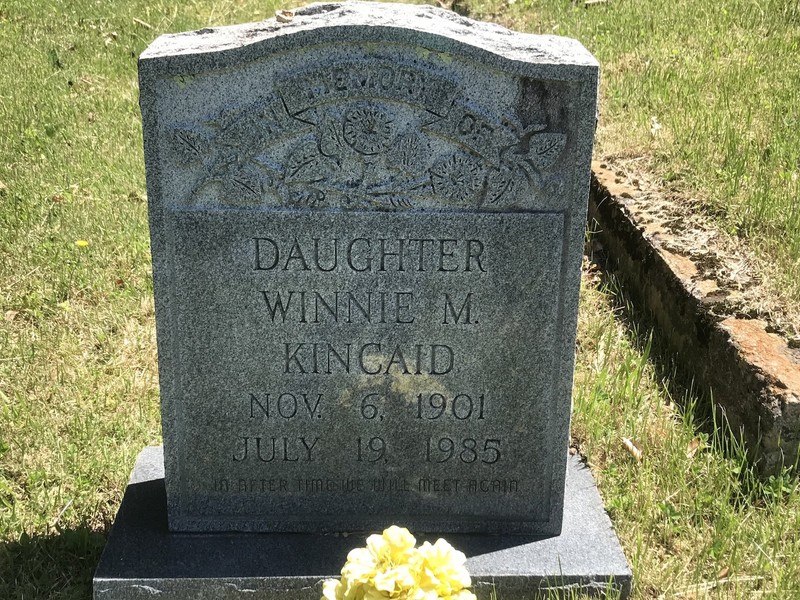 The grave of Winnie Kincaid, the woman who wrote the above documents. 