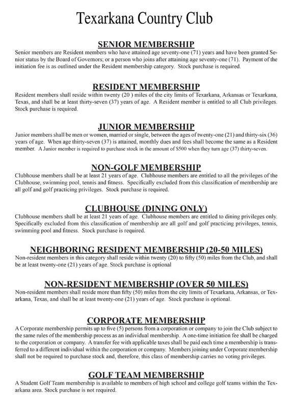 Membership information.