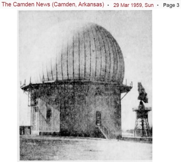 The Radome and Height Finder ( on the right). 
Photo by The Camden News