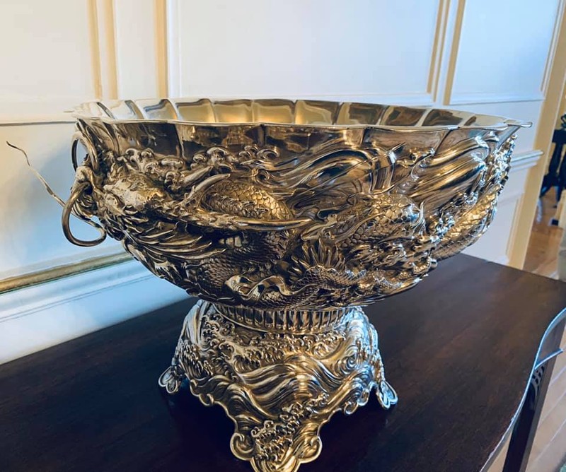 Japanese Sterling Silver Punch Bowl 