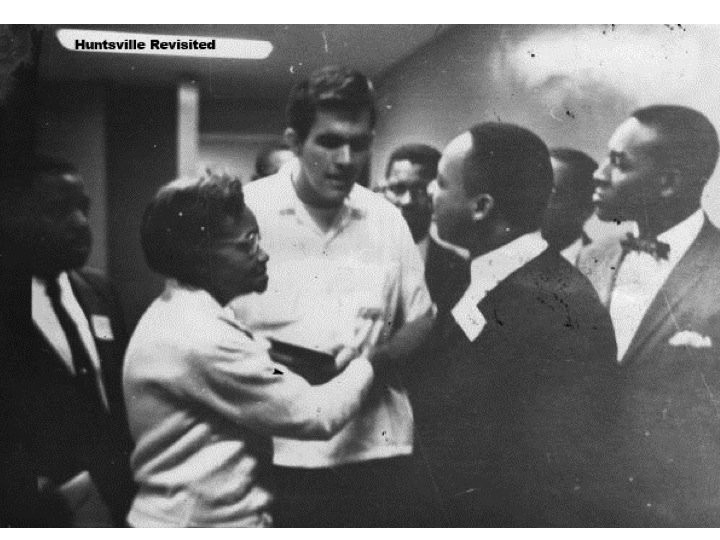 Dr. King speaks with followers during his 1962 visit to Huntsville. Courtesy of Huntsville Revisited.