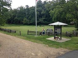 Trailhead of the 330-mile long Overmountain Victory National Historic Trail, Abingdon Muster Grounds.