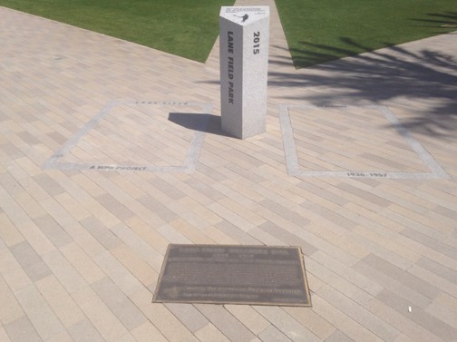 Home plate mural at Lane Field Park with Ted Williams quote on home plate