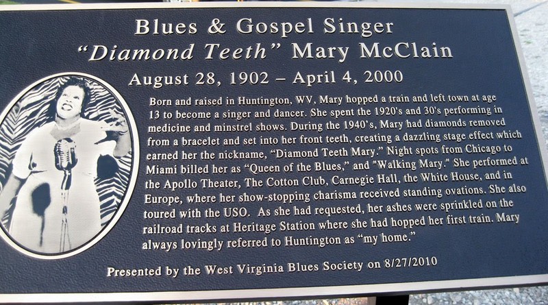 Informational plaque about 'Diamond Teeth' Mary McClain