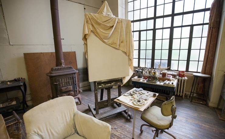 Benton's studio as it appears today for museum visitors