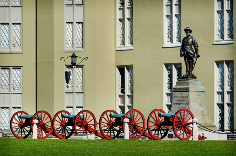 The Statue with the Cadet Barracks in the background