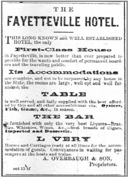 An advertisement for The Fayetteville Hotel from 7 January 1875.