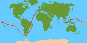 Green Line of Treaty of Zaragoza (to the right is the Spanish half to the left is the Portuguese's half)