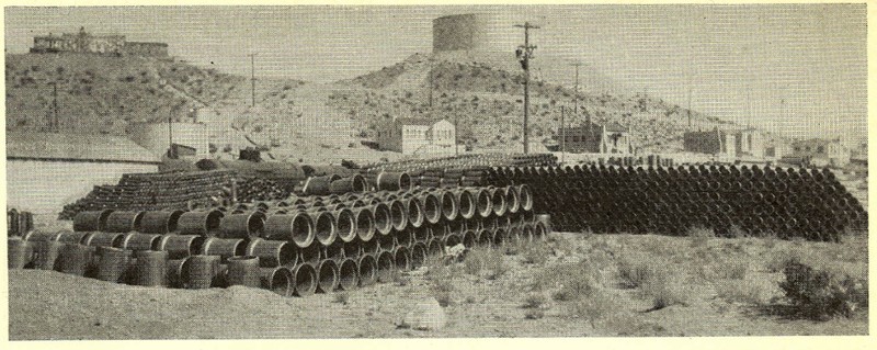 An image of Water Tank Hill, circa 1932, from the feature "Boulder City - A Man Made Oasis in the Destert". (Photograph, Union Pacific Railroad)
