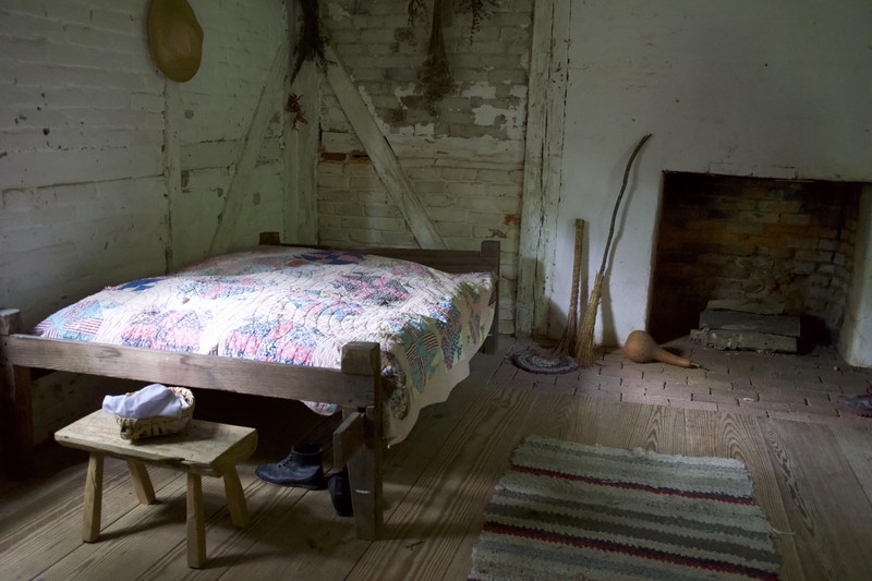Typical homes for slaves were one level and one room. The Horton Grove home is two stories and contains four bedrooms, one of which is pictured here.