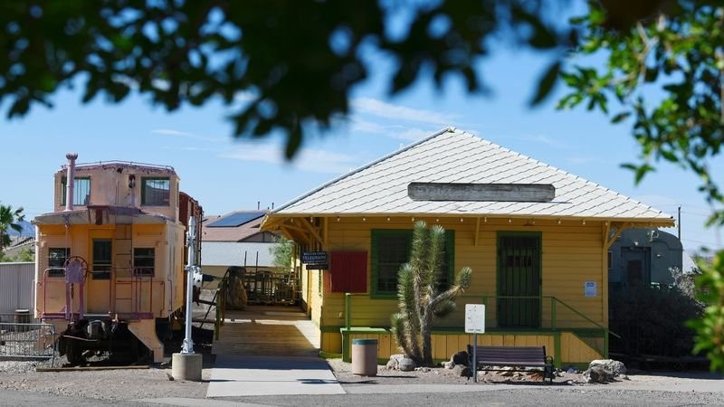 The original train depot for Boulder City is at the Clark County Museum in Henderson, Nevada. (Photograph, Los Angeles Times, Sam Morris / Las Vegas News Bureau. July 5, 2018)