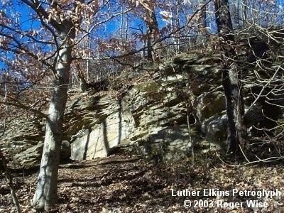 Petroglyph rock from approach path 