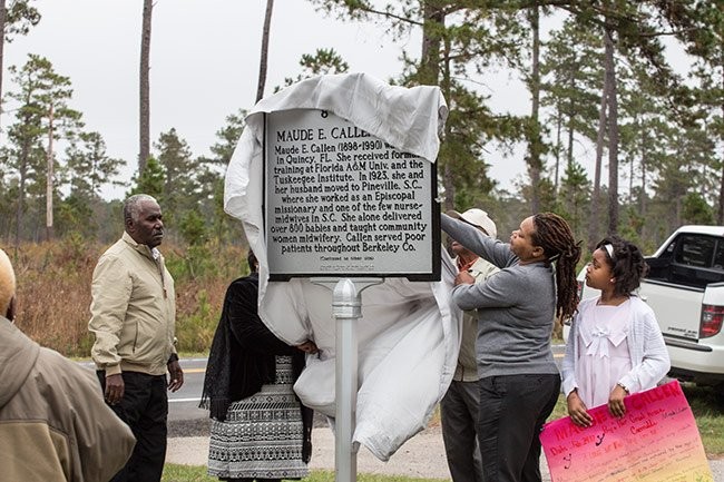 The unveiling of Callen's historical marker. 
