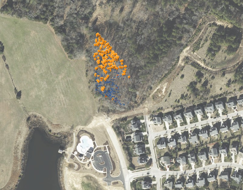 Aerial photo of the site of the Friendship Chapel Baptist Church "Old Cemetery." 

Source: https://newsouth.maps.arcgis.com/apps/MapJournal/index.html?appid=3ef1d5a588294c619b00736526bbe510