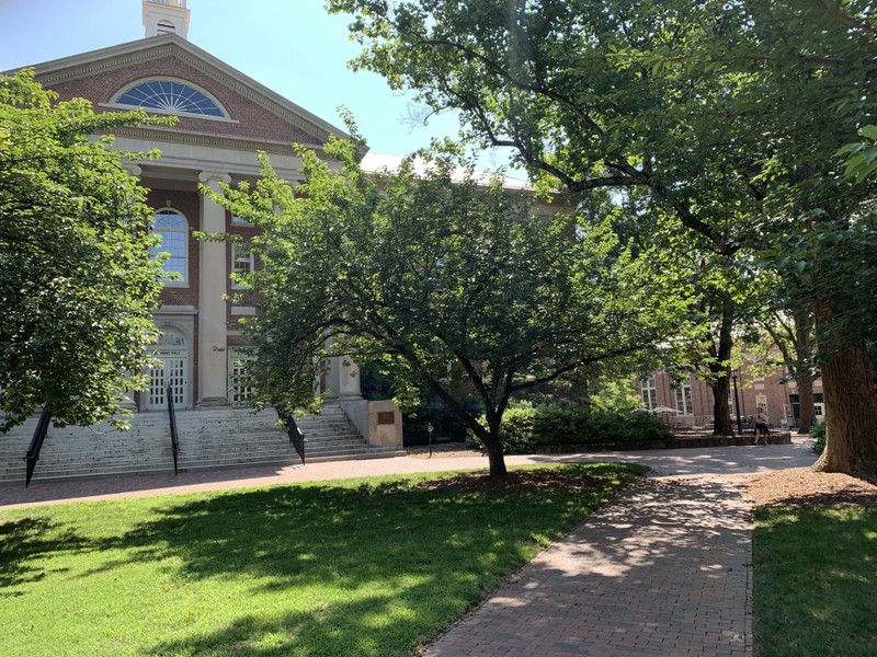 Cafeteria workers at Lenoir Hall, which can be seen here to the right of Manning Hall, went on strike with the aid of the Black Student Movement at UNC. Its proximity to Lenoir made Manning Hall a convenient location for meetings, meals for students on st