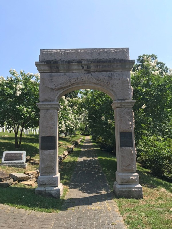 Memorial Arch, Donated in 1910 by the United Daughters of the Confederacy. Serves as the entrance to the Confederate section of the cemetery. 