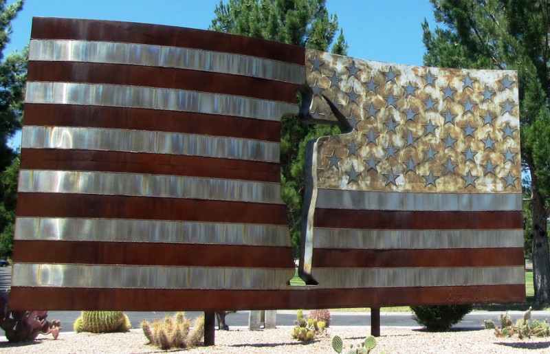 The "missing man" public art at the Southern Nevada Veterans Memorial Cemetery.