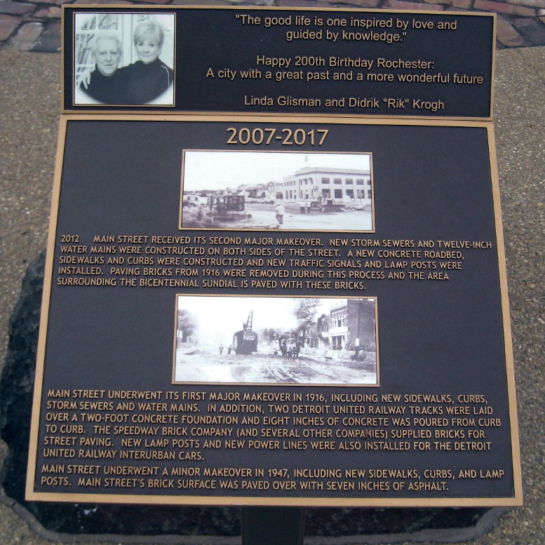 Rochester Bicentennial Sundial marker, decade 2007-2017