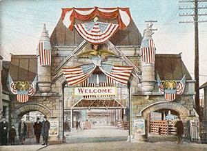 Image of the Union Stock Yards Gate, c. 1901-1907.